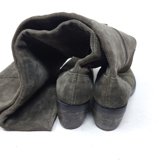 The Cool People Womens Boots Army Green Suede Leather OTK Thigh High Shoes 38 8 - Picture 9 of 15